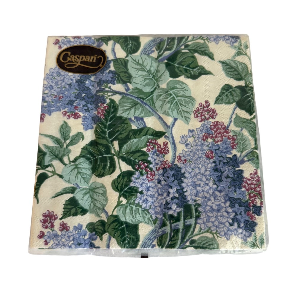 Caspari Paper Napkins 20 Count Blue Lilacs Floral Triple-Ply 13x13 1621L